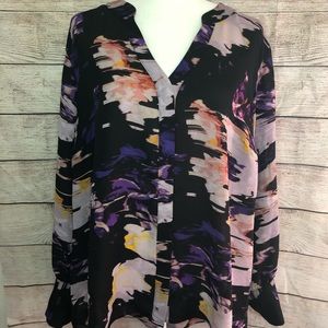 Jennifer Lopez black patterned blouse